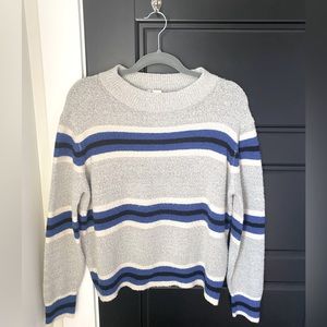 Grey blue striped sweater